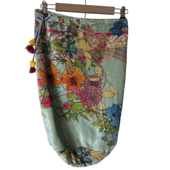 JOHNNY WAS Boho Hippie Floral Colorful Drawstring Velvet Sling Bag 24" Length - Picture 1 of 9